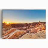 Stretched canvas wall art showcasing a serene valley landscape, featuring vibrant greens and blues, ideal for home decor. Perfect for nature lovers seeking tranquility.