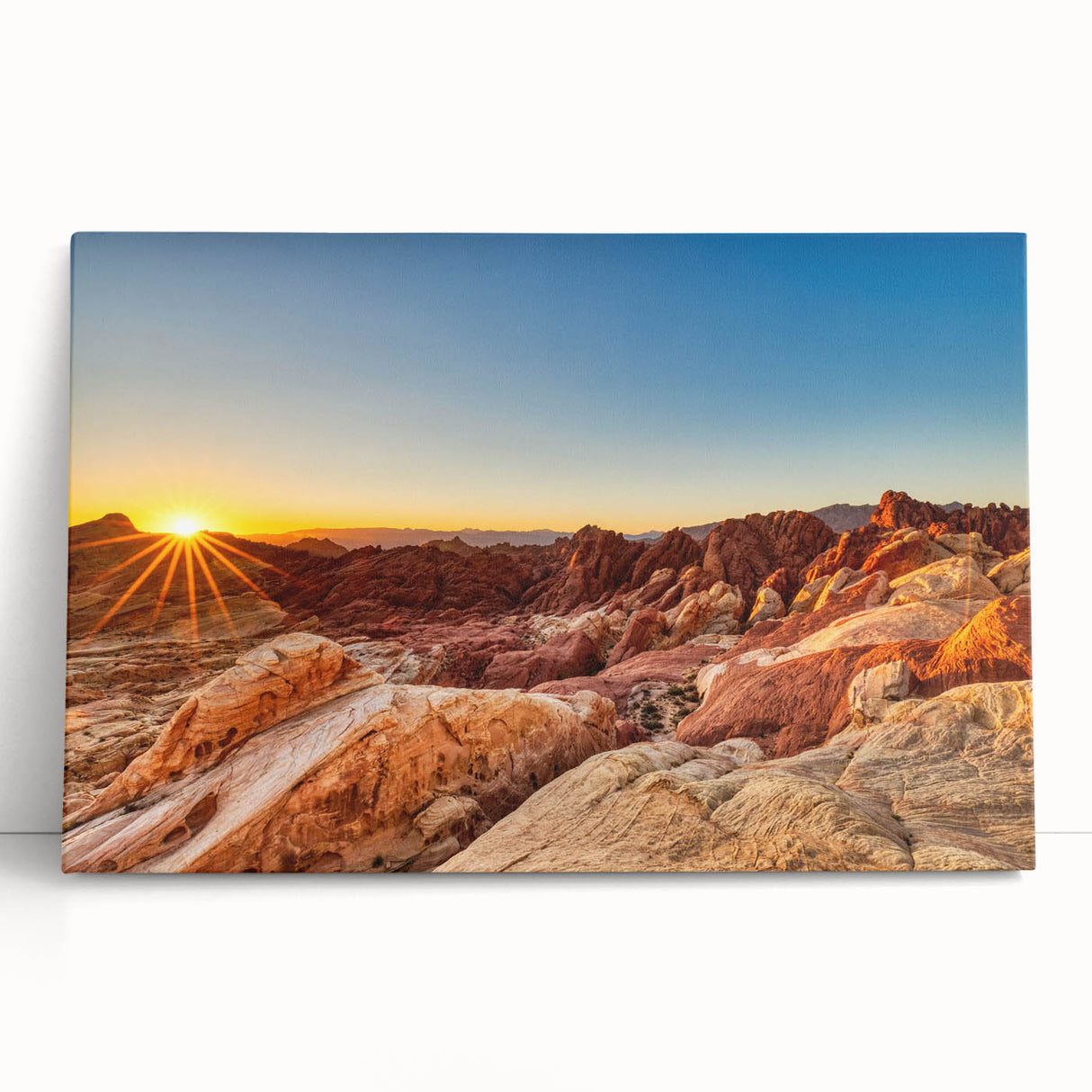 Stretched canvas wall art showcasing a serene valley landscape design, featuring lush greenery and rolling hills, perfect for modern home decor.