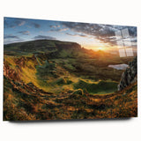 Acrylic glass wall art design showcasing a serene valley landscape, featuring vibrant colors and intricate details, perfect for enhancing home decor.