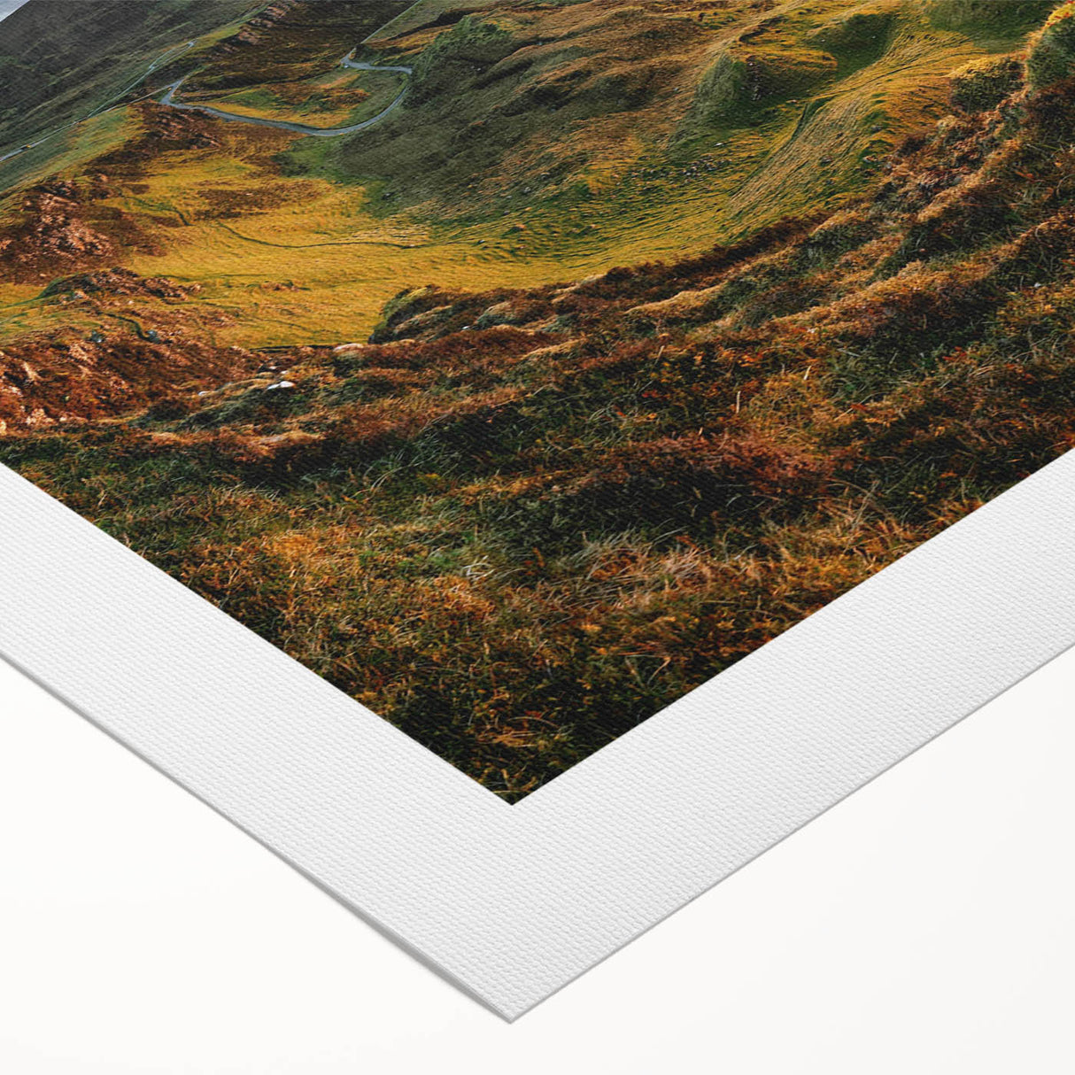 Vibrant rolled canvas showcasing a stunning landscape valley design, perfect for home decor, featuring rich colors and intricate details, packaged securely for delivery.