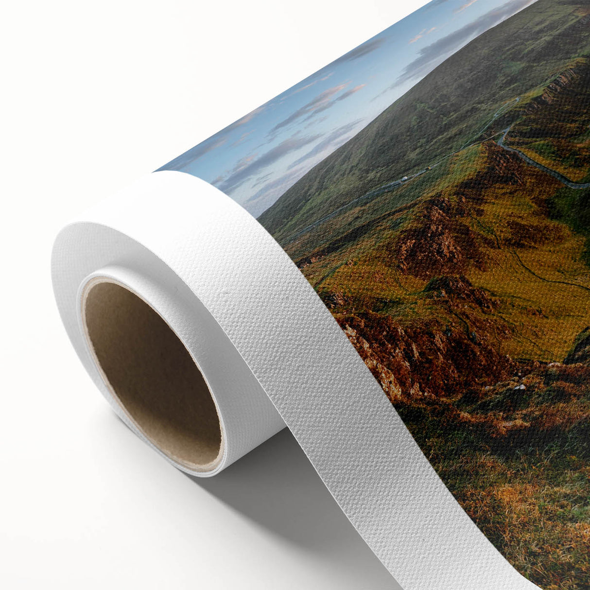 Stunning landscape wall art featuring a serene valley scene, printed on high-quality rolled canvas, showcasing vibrant colors and intricate details for home decor enhancement.