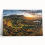 Stretched canvas wall art showcasing a serene valley landscape, featuring vibrant colors and intricate details, ideal for home decor or office settings.