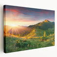 Stretched canvas wall art showcasing a serene valley landscape design, featuring vibrant colors and intricate details, perfect for enhancing modern home decor.