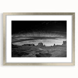 Framed silver mat wall art showcasing a serene valley landscape design in soft green and blue hues, ideal for enhancing home decor with a touch of nature.