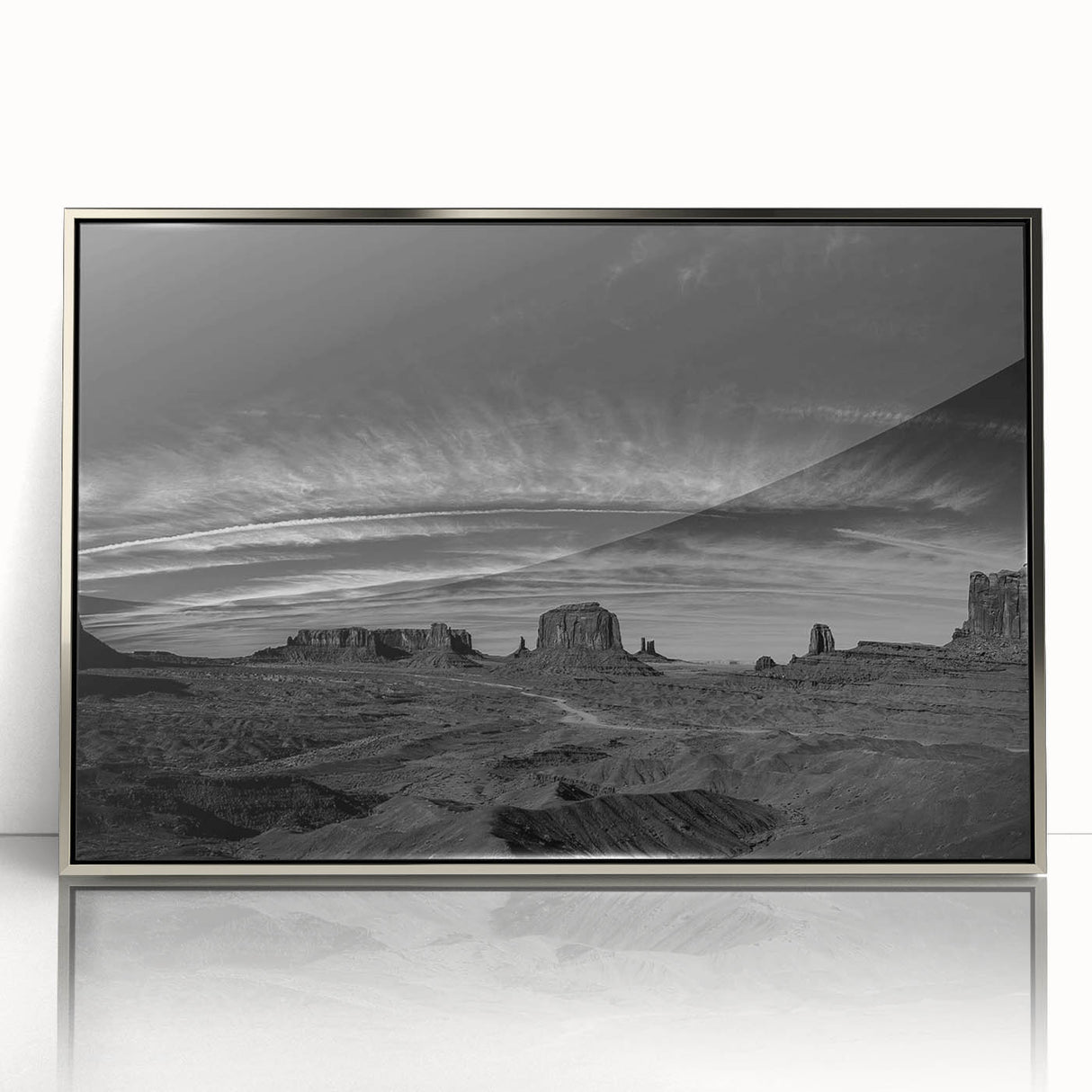 Framed acrylic wall art featuring a serene valley landscape design with silver accents, showcasing vibrant colors and intricate details, perfect for home décor.