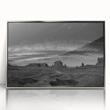 Framed acrylic wall art featuring a serene valley landscape design with silver accents, showcasing vibrant colors and intricate details, perfect for home décor.