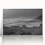 Framed wall art featuring a serene valley landscape design with vibrant colors and intricate details, showcasing a white frame and acrylic finish, perfect for home decor.