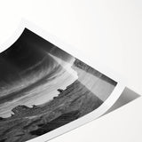 Vibrant rolled print showcasing a serene valley landscape design with lush greenery and rolling hills, ideal for home decor or art collection display.