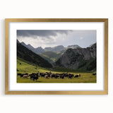 Framed wall art collection featuring a serene valley landscape design with a gold mat, perfect for enhancing home decor with a touch of elegance.