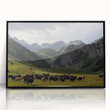 Framed acrylic wall art showcasing a stunning valley landscape design. The piece features vibrant colors and a sleek black frame, perfect for modern decor.