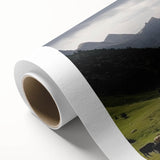 Rolled canvas artwork showcasing a vibrant valley landscape design, featuring rich colors and intricate details, ideal for home decor and wall art enthusiasts.