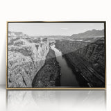 Framed acrylic wall art featuring a scenic valley design in gold tones, showcasing vibrant landscapes and intricate details, perfect for enhancing modern decor.