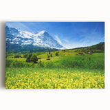 Stretched canvas wall art depicting a serene valley landscape with vibrant colors and detailed textures, perfect for enhancing home decor and creating a calming atmosphere.