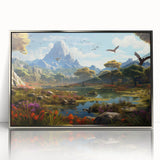Framed acrylic wall art showcasing a stunning valley landscape design, featuring vibrant colors and intricate details, perfect for enhancing any living space.