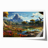 Stunning rolled print of a serene valley landscape, showcasing vibrant greens and soft blues, perfect for home decor. Packaged securely for delivery.