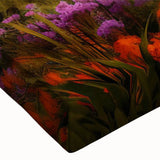 Close-up of a stretched canvas featuring a vibrant valley landscape design with rich colors, perfect for home decor and enhancing interior aesthetics.