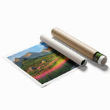 Vibrant rolled canvas print showcasing a stunning valley landscape design, featuring rich colors and intricate details, perfect for home decor and art lovers.