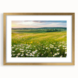 Framed wall art collection showcasing a serene valley landscape design, featuring a gold frame and matting, ideal for home decor enhancement.