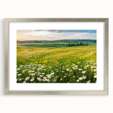 Framed wall art collection showcasing a serene valley landscape design, featuring a silver mat and sleek frame, perfect for enhancing modern home decor.