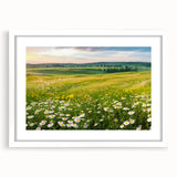 Framed landscape wall art collection showcasing a serene valley design with a white mat, perfect for enhancing home decor and adding elegance to living spaces.