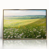 Framed acrylic wall art showcasing a stunning valley landscape design in gold tones, perfect for enhancing home decor with a touch of elegance and nature-inspired beauty.