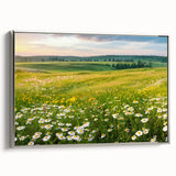 Framed canvas wall art showcasing a serene valley landscape design with silver accents, ideal for modern home decor. Perfect for adding elegance to any room.