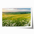 Vibrant landscape wall art print showcasing a serene valley scene with lush greenery and rolling hills, ideal for home decor or office spaces.