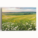 Stretched canvas wall art featuring a serene valley landscape design with vibrant colors and intricate details, perfect for home decor or office spaces.