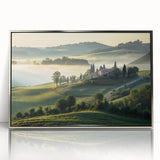 Framed acrylic wall art showcasing a serene valley landscape in silver tones, ideal for modern home decor. This elegant piece enhances any interior space with its calming imagery and sophisticated design.