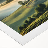 Rolled canvas showcasing a serene valley landscape with vibrant colors and intricate details, ideal for home decor. Packaged securely in a protective tube for safe delivery.