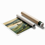 Stunning rolled wall art print showcasing a serene valley landscape design with vibrant colors, perfect for home decor, delivered securely in a protective tube.