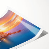 Rolled print showcasing a vibrant landscape village design, featuring lush greenery and quaint houses, perfect for enhancing modern home decor and artistic spaces.