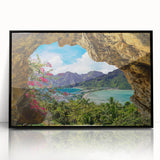 Framed acrylic wall art showcasing a vibrant village landscape design with rich colors, perfect for home decor. Black frame adds a modern touch to any space.