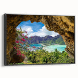 Framed canvas wall art showcasing a scenic village landscape with vibrant colors and intricate details, designed to enhance home decor with an artistic touch.