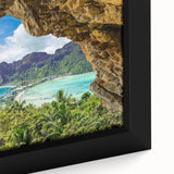 Framed canvas wall art showcasing a serene village landscape with vibrant colors and intricate details, designed to enhance home decor and create a tranquil ambiance.