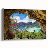 Framed canvas wall art showcasing a serene village landscape design in soft earth tones, accented with a sleek silver frame, perfect for home decor.