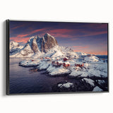 Framed canvas wall art showcasing a serene landscape village design in elegant black, ideal for home decor, exuding tranquility and charm.