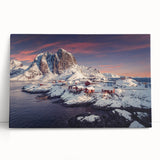 Stretched canvas artwork showcasing a serene village landscape with rolling hills and vibrant greenery, perfect for home decor. The piece adds a tranquil touch to any room.