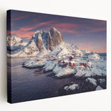 Stretched canvas wall art showcasing a vibrant village landscape design, featuring warm earthy tones and intricate detailing, perfect for enhancing home decor.