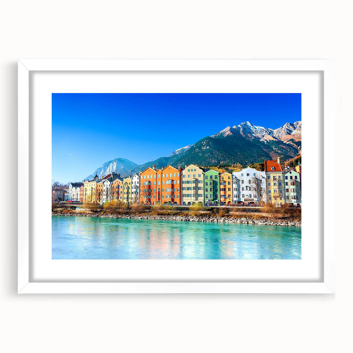 Framed wall art collection showcasing a serene village landscape design with a white mat, perfect for home decor. Ideal for adding an elegant touch to living spaces.