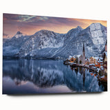 Acrylic glass wall art collection showcasing a vibrant landscape and village design, viewed from the side, highlighting intricate details and vivid colors. Perfect for enhancing home decor with a modern touch.