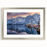 Framed silver wall art featuring a picturesque landscape of a charming village, showcasing vibrant colors and intricate details, ideal for home decor enhancement.