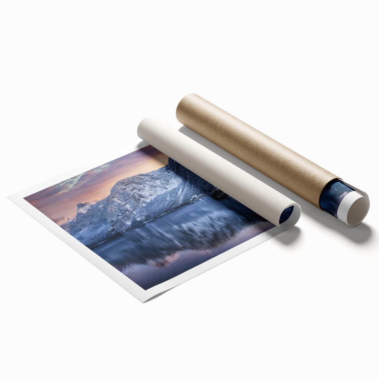 Rolled print showcasing a vibrant landscape village design, featuring rich colors and intricate details, ideal for home decor or art enthusiasts.