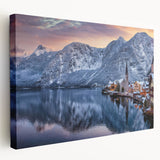 Stretched canvas wall art showcasing a vibrant landscape village scene, featuring lush greenery and colorful houses, ideal for home decor and artistic expression.