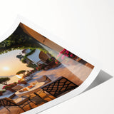 Rolled print showcasing a serene village landscape design, featuring vibrant colors and intricate details, perfect for home decor and artistic expression. This artwork is packaged securely in a durable cardboard tube for safe delivery.