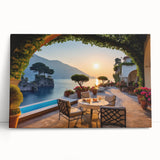 Stretched canvas wall art showcasing a vibrant village landscape design with rich colors and intricate details, perfect for home decor.