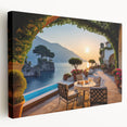 Stretched canvas wall art featuring a vibrant village landscape design, showcasing rich colors and intricate details, perfect for home decor and aesthetic enhancement.