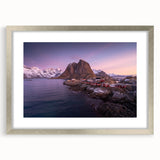 Framed landscape wall art collection featuring serene village scenes, presented in a stylish silver frame with a mat, ideal for home decor enhancement.