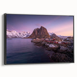 Framed canvas wall art showcasing a scenic village landscape design with black accents, perfect for adding a touch of elegance to home decor.