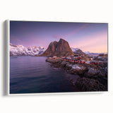 Framed canvas wall art featuring a serene village landscape design, with soft pastel colors and detailed texture, ideal for home decor and interior styling.